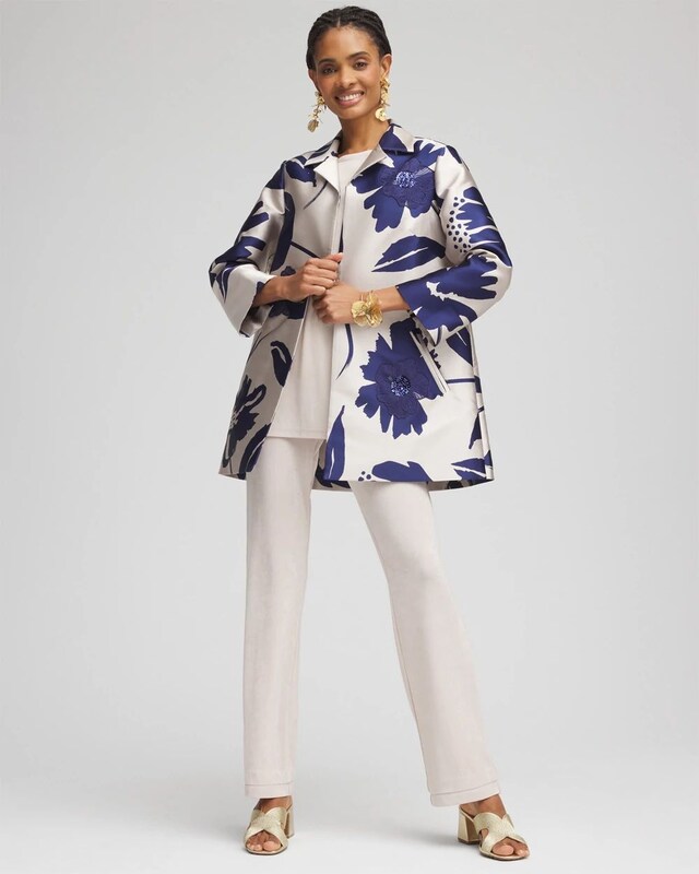 Travelers Collection Floral Jacquard Jacket - image 2